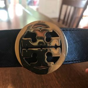 Tory Burch black logo belt